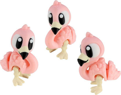 PowerTRC 3D Printed Articulated Flamingo Fidget Toy 3 Pack – Flexible Cute Animal Desk Decor, Adult Fidget Collectible – 3D Printed in USA