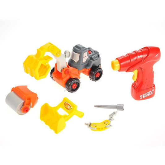 3-in-1 Take Apart Educational Toy Construction Truck with Power Tool | Change to Bulldozer, Excavator, Roller Learning Playset for Kids