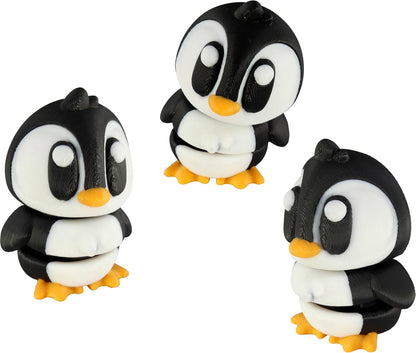 PowerTRC 3D Printed Articulated Penguin Fidget Toy 3 Pack – Flexible Cute Animal Desk Decor, Adult Fidget Collectible – 3D Printed in USA