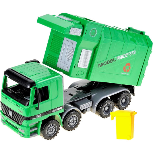 14” Large Garbage Truck Toy Big Construction Vehicle Toy Friction Powered Oversized Pretend Toy Gifts Toy for Toddlers Boy Toys Age 5-6 Years Old