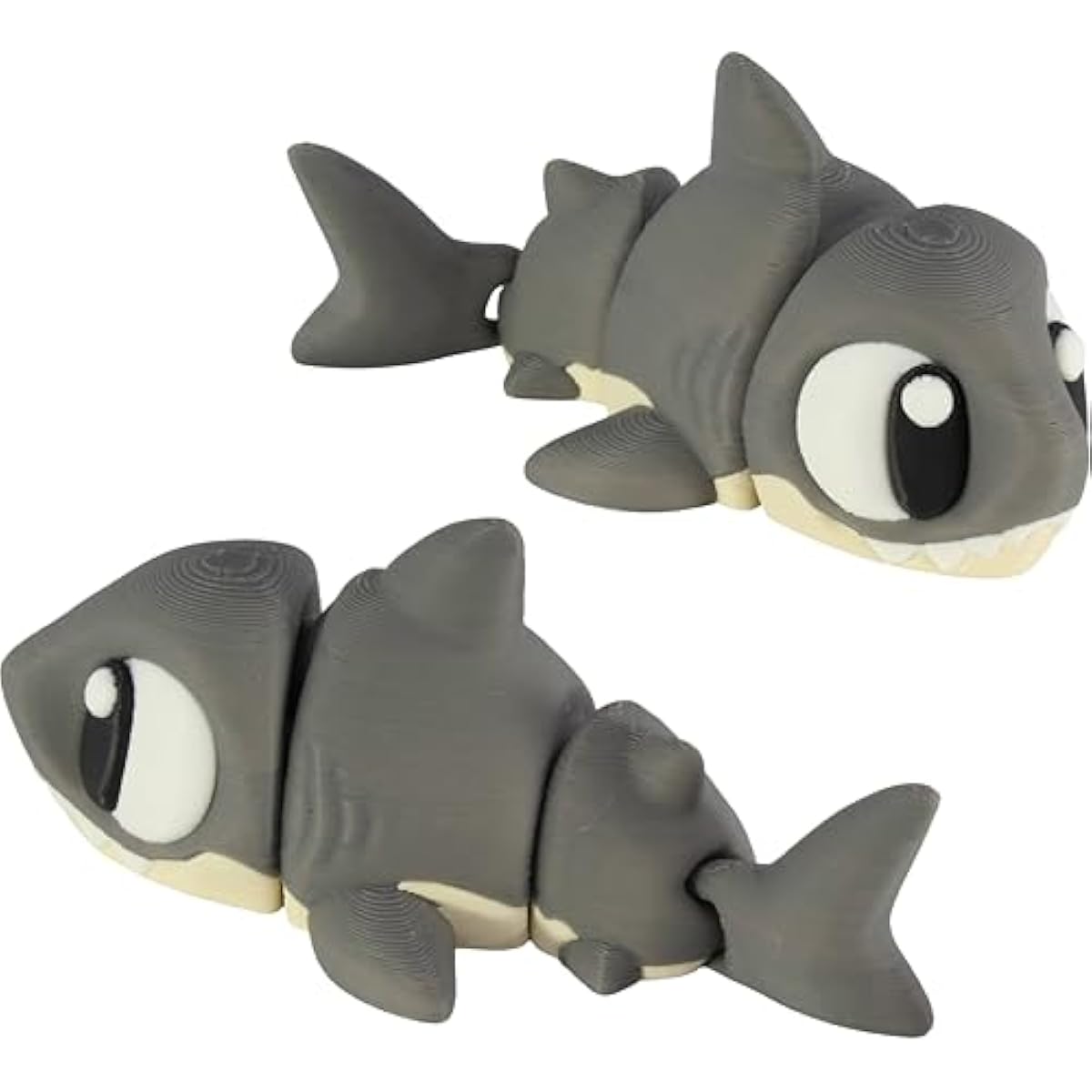 PowerTRC 3D Printed Articulated Shark Fidget Toy 3 Pack – Flexible Cute Animal Desk Decor, Adult Fidget Collectible – 3D Printed in USA