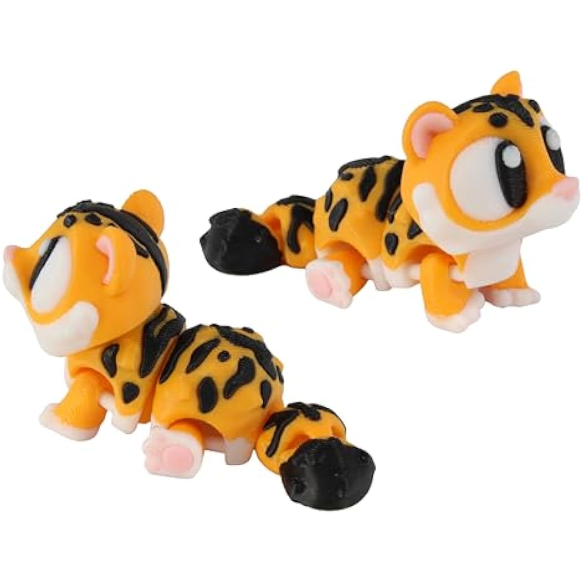 3D Printed Articulated Tiger Fidget Toy 3 Pack – Flexible Cute Animal Desk Decor, Adult Stress Relief Collectible – 3D Printed in USA