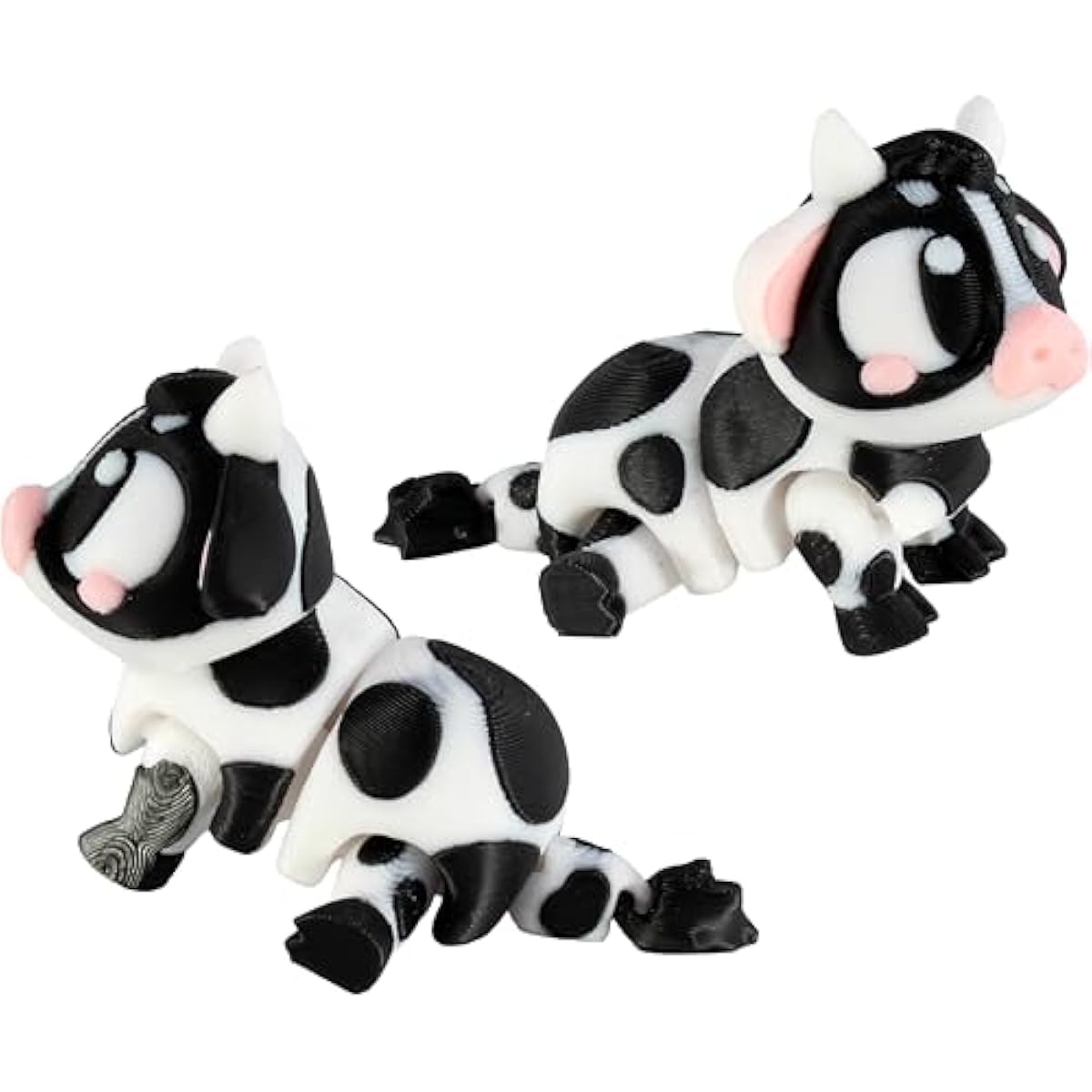 PowerTRC 3D Printed Articulated Cow Fidget Toy 3 Pack – Flexible Cute Animal Desk Decor, Adult Collectible – 3D Printed in USA