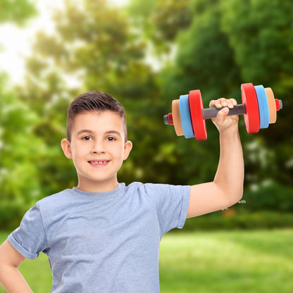 Kids Exercise Weight Set - 5-in-1 Adjustable Workout Toy Equipment for Children Pretend Play Exercise - Toddler Beginner Gym, Fitness, Weightlifting and Powerlifting