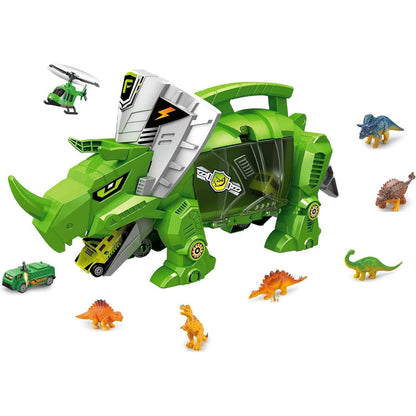 Dinosaur Storage Carrier with 6 Dinosaur Toys & 4 Vehicles | Portable Dinosaur Transporter Truck for Kids | Ideal Gift for Dinosaur Lovers | Safe & Durable Toys for Toddlers Ages 3-5