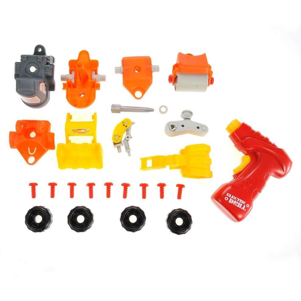 3-in-1 Take Apart Educational Toy Construction Truck with Power Tool | Change to Bulldozer, Excavator, Roller Learning Playset for Kids