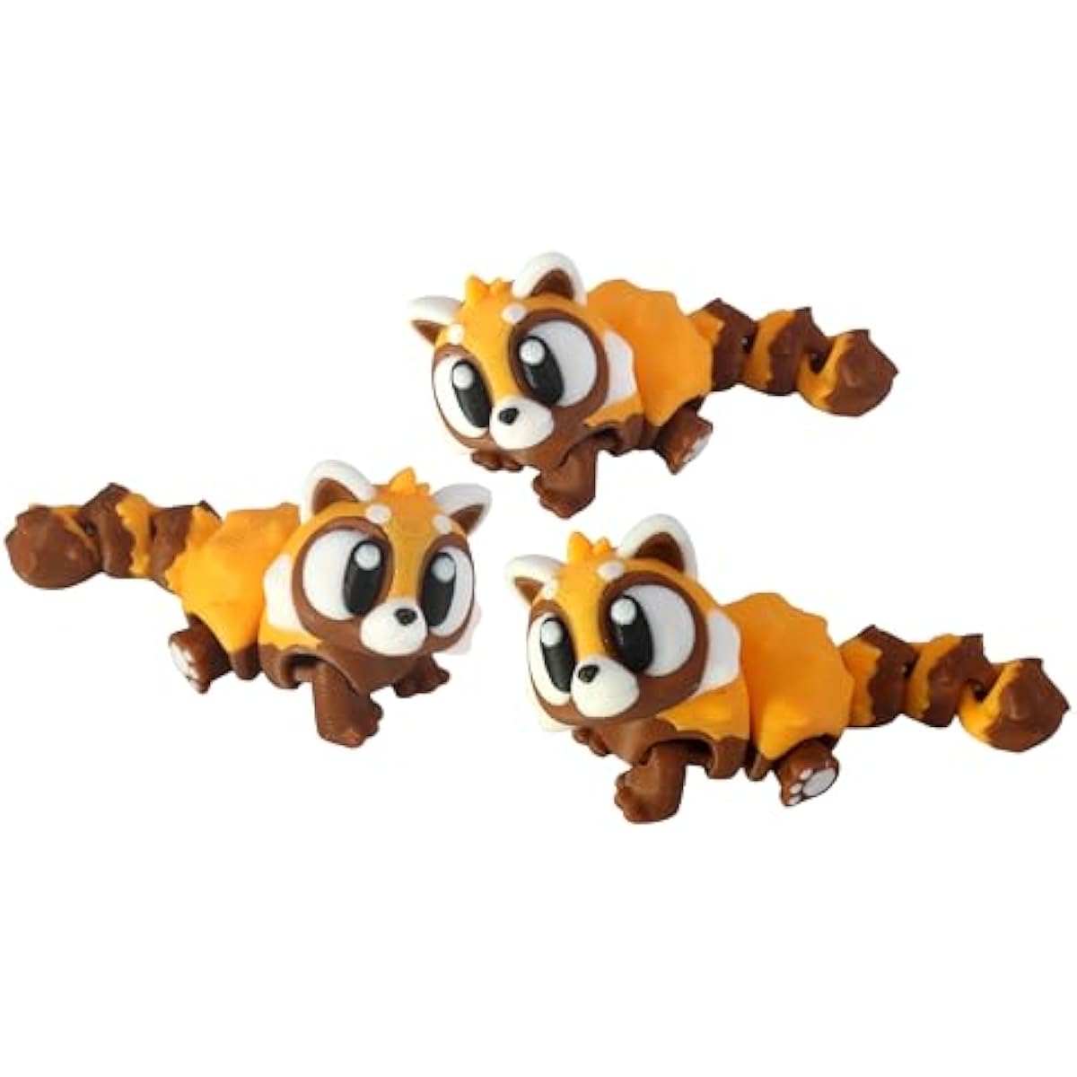 3D Printed Articulated Red Panda Fidget Toy 3 Pack – Flexible Cute Animal Desk Decor, Adult Collectible – 3D Printed in USA
