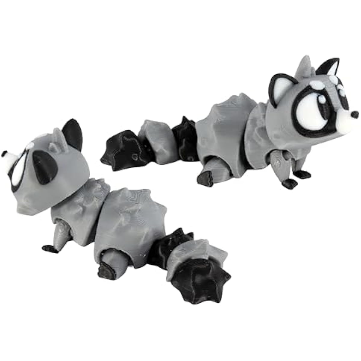 3D Printed Articulated Raccoon Fidget Toy 3 Pack – Flexible Cute Animal Desk Decor, Adult Stress Relief Fidget Collectible – 3D Printed in USA