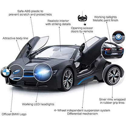 Remote Control Car, 1:14 Radio Remote Control Racing RC Toy Car Model Vehicle, Open Doors by RC, MattBlack