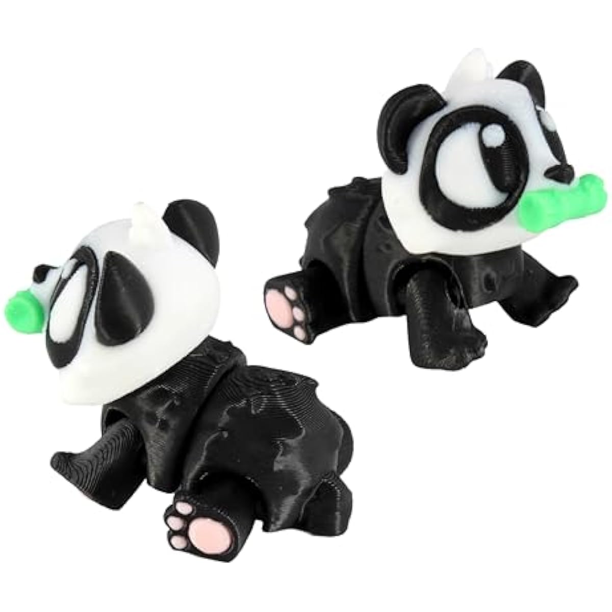 3D Printed Articulated Panda Fidget Toy 3 Pack – Flexible Cute Animal Desk Decor, Adult Stress Relief Collectible – 3D Printed in USA