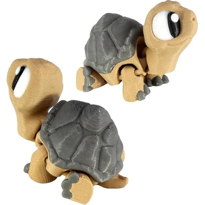 PowerTRC 3D Printed Articulated Tortoise Fidget Toy 3 Pack – Flexible Cute Animal Desk Decor, Adult Fidget Collectible – 3D Printed in USA