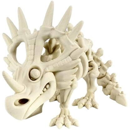 PowerTRC 3D Printed Skeleton Styracosaurus – Prehistoric Collectible Articulating Dinosaur 3D Figurine Desk Decoration for Teens and Adults, Made in USA