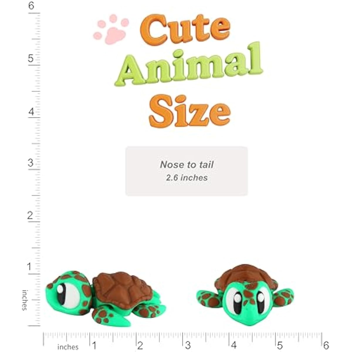 3D Printed Articulated Turtle Fidget Toy 3 Pack – Flexible Cute Animal Desk Decor, Adult Fidget Collectible – 3D Printed in USA