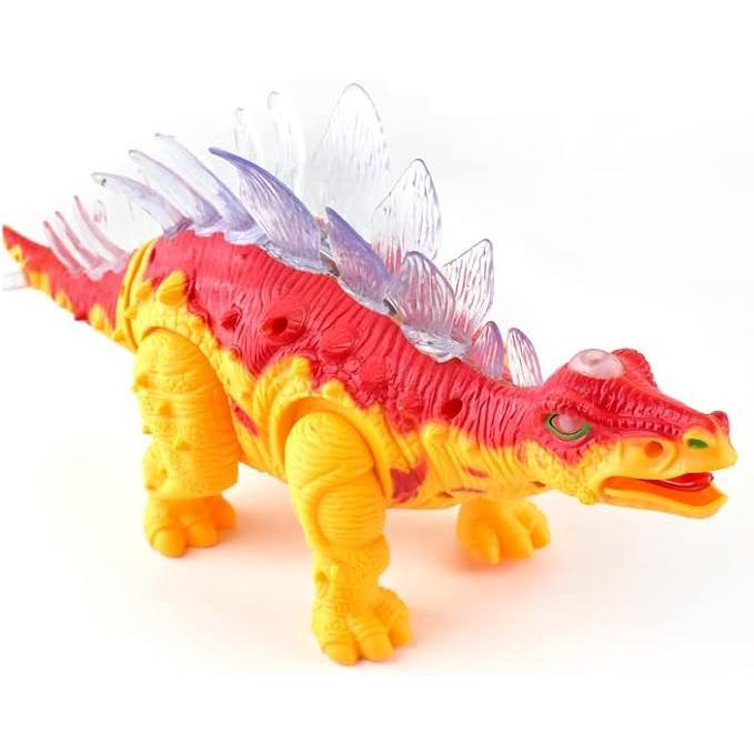 Electronic Walking Stegosaurus Jurassic Dinosaur Toy Figure for Toddlers w/Sounds, Tail Swing Action & Lights Dino Gift for Kids Boys Girls