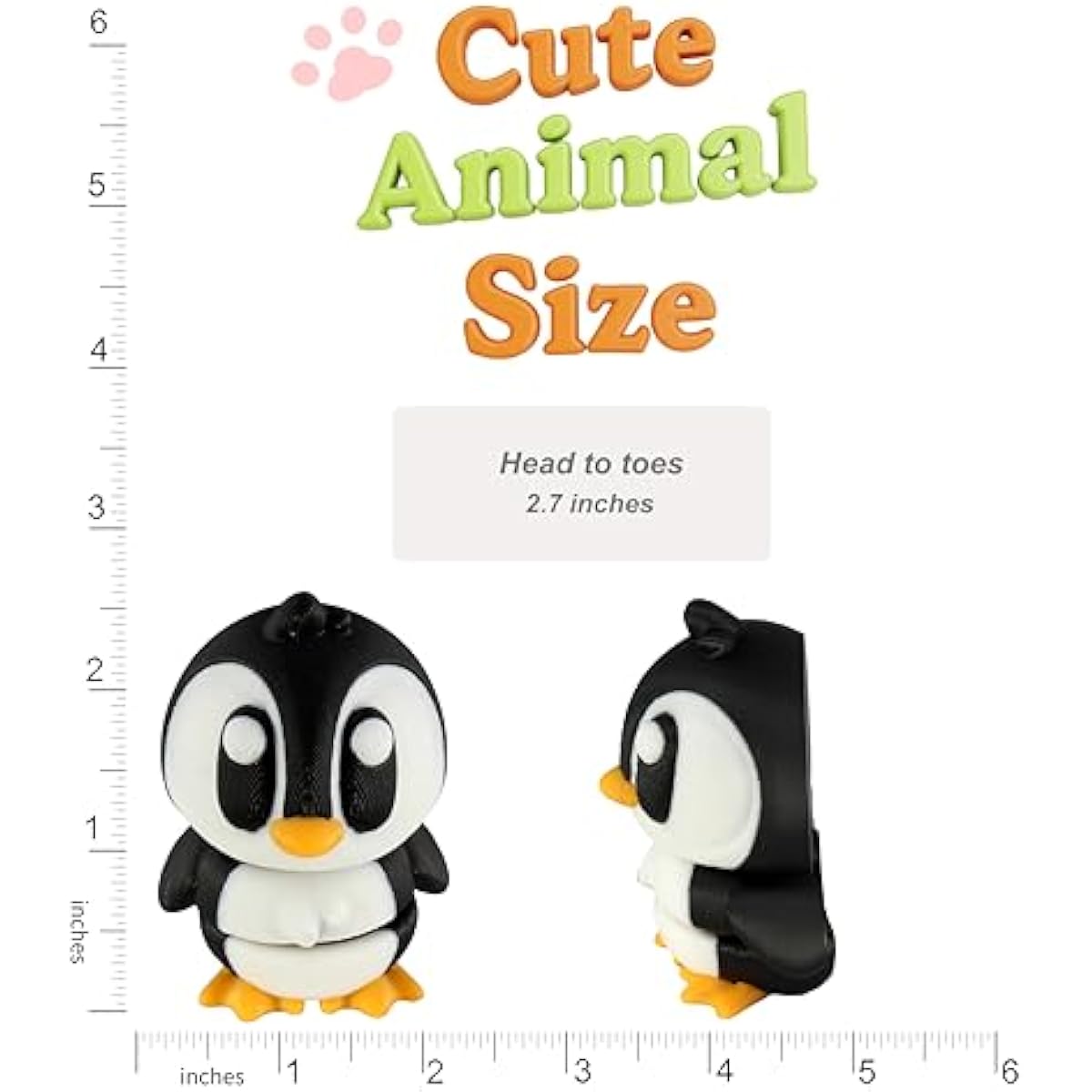 PowerTRC 3D Printed Articulated Penguin Fidget Toy 3 Pack – Flexible Cute Animal Desk Decor, Adult Fidget Collectible – 3D Printed in USA