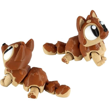 PowerTRC 3D Printed Articulated German Shepherd Fidget Toy 3 Pack – Flexible Cute Animal Desk Decor, Adult Stress Relief Collectible – 3D Printed in USA