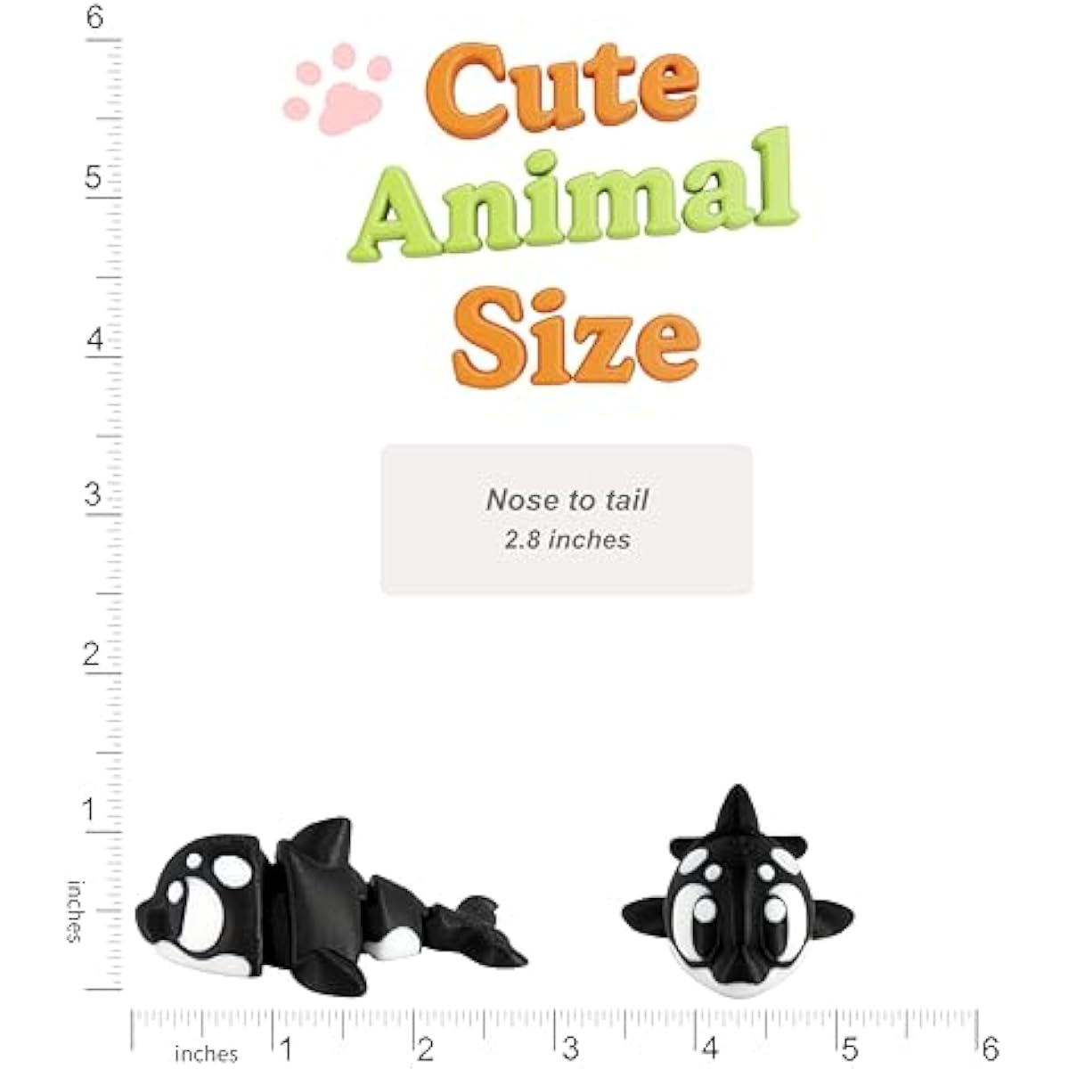 3D Printed Articulated Orca Killer Whale Fidget Toy 3 Pack – Flexible Cute Animal Desk Decor, Adult Collectible Figure – 3D Printed in USA
