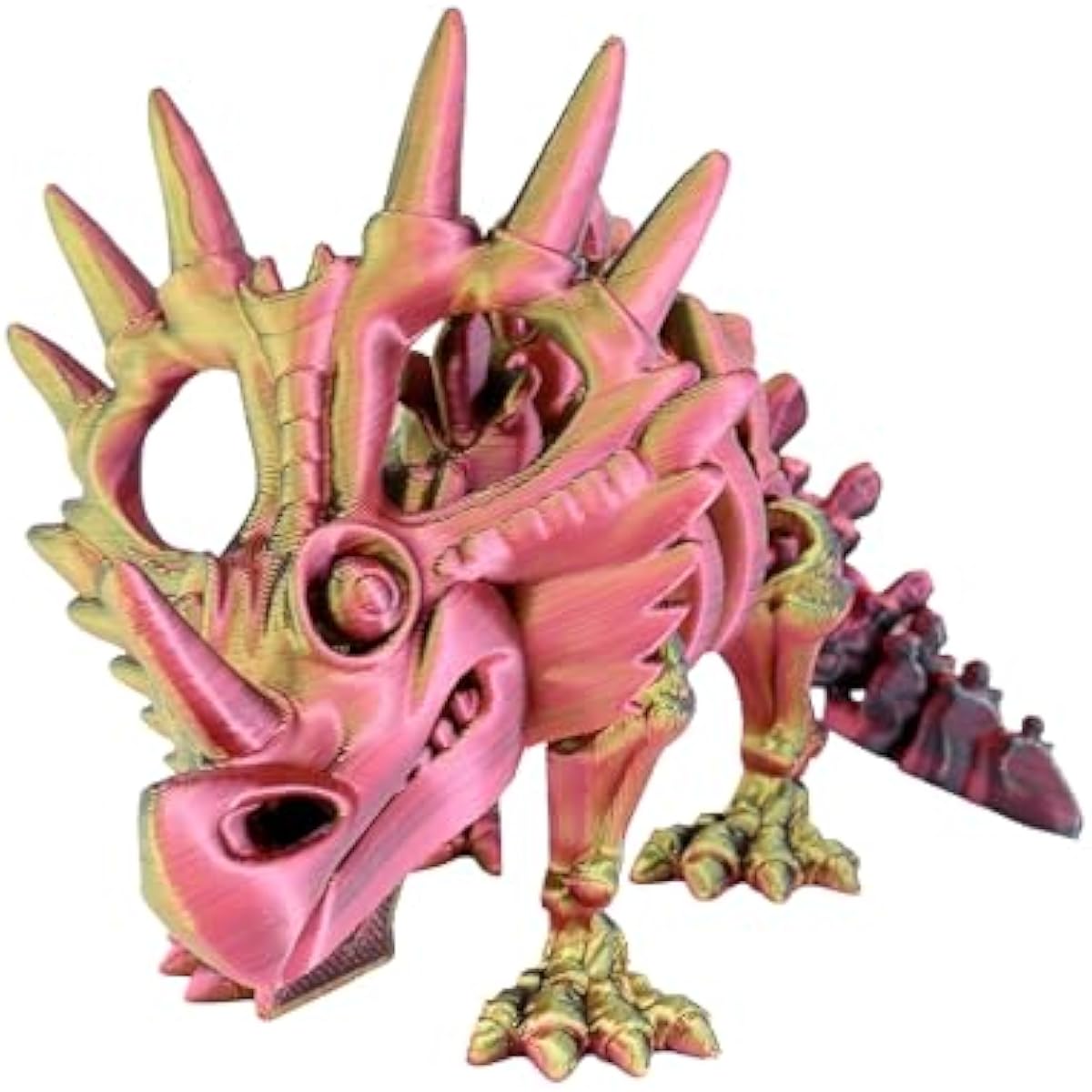 PowerTRC 3D Printed Skeleton Styracosaurus – Prehistoric Collectible Articulating Dinosaur 3D Figurine Desk Decoration for Teens and Adults, Made in USA
