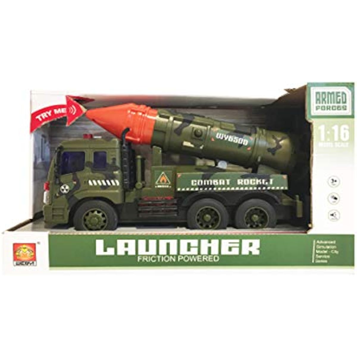 Friction Powered Military Missile Launcher Truck with Lights and Sound