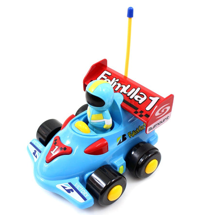 4" Cartoon RC Formula Race Car Remote Control Toy For Toddlers (Blue)