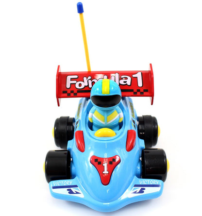 4" Cartoon RC Formula Race Car Remote Control Toy For Toddlers (Blue)