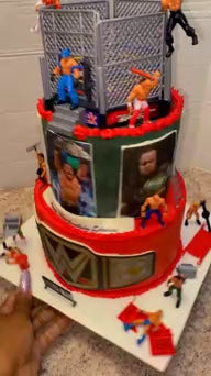32 Pcs Wrestling Toys for Kids, Wrestler Play Set with 2 Wrestle Rings Style, 12 Super Wrestlers, Many Realistic Accessories, Toy Figures Cake Topper Birthday Party Decoration Play Set Gift