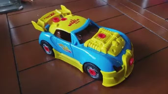Take Apart Racing Car Toddler Toys Set, 30 Pcs Stem Learning Education Toy Build Your Own Car Construction Set with Drill, Light, Sound